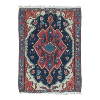 Antique Bidjar Kilim Rug With Geometric Floral Medallion Design - Rug & Kilim For Sale