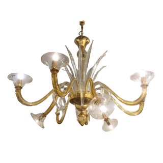 Amber Murano Glass Chandelier by Simong For Sale
