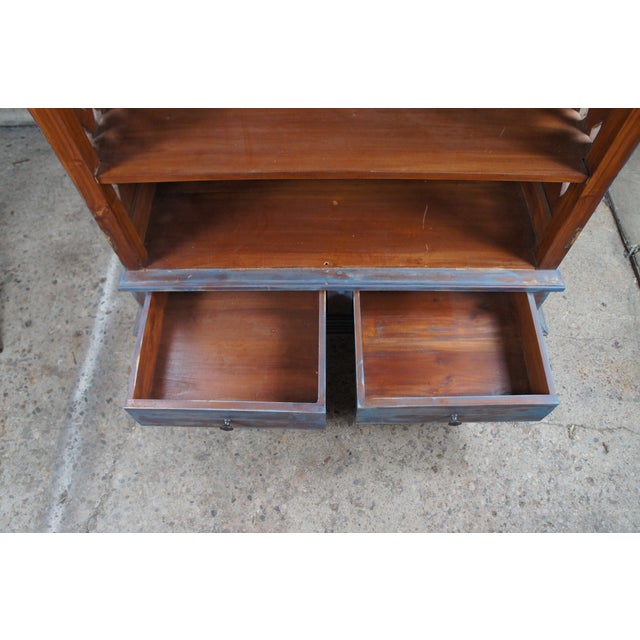 Vintage Mahogany Lattice Tv Cabinet Console Linen Press For Sale - Image 9 of 12