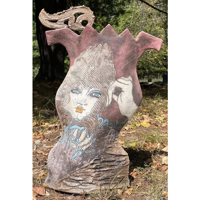 20th C. Fine & Large Retro Kemenyffy Double Sided Sculptural Raku Art Vessel For Sale - Image 16 of 16