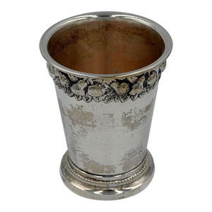 Early 20th Century Neoclassical Revival Silver Plate Cup With Repoussé Fruit Garland