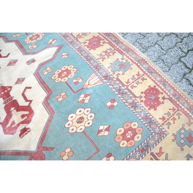 1960s Vintage Blue Rug For Sale - Image 6 of 11