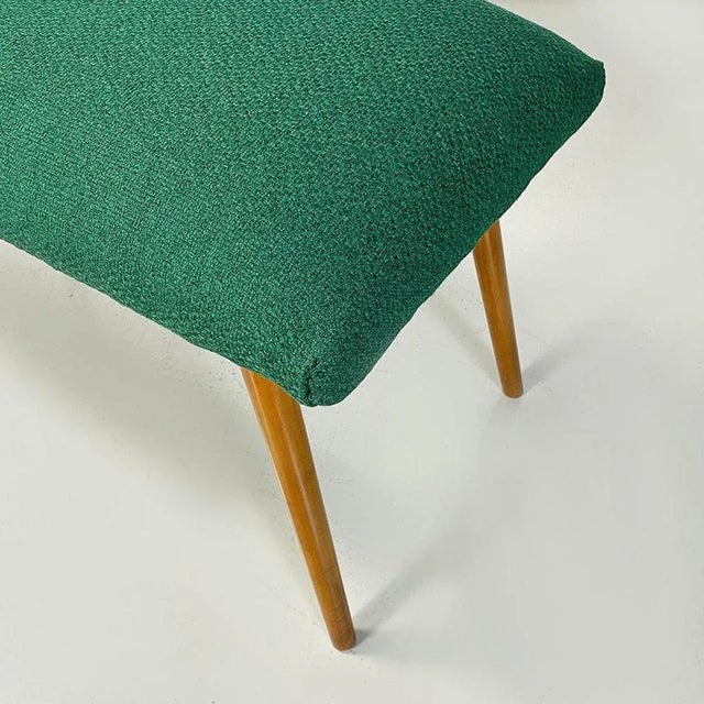 1960s Mid-Century Green Fabric Bench, 1960s For Sale - Image 5 of 12