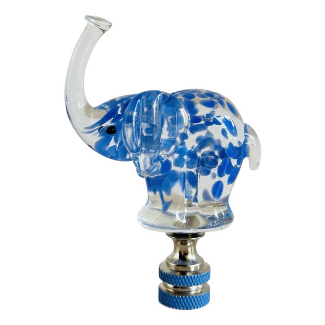 Glass Elephant Lamp Finial in Blue For Sale