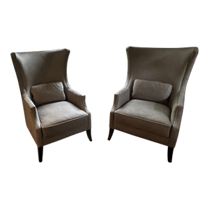 Bernhardt Kingston Gray High Back Lounge Chair With Nailhead Trim