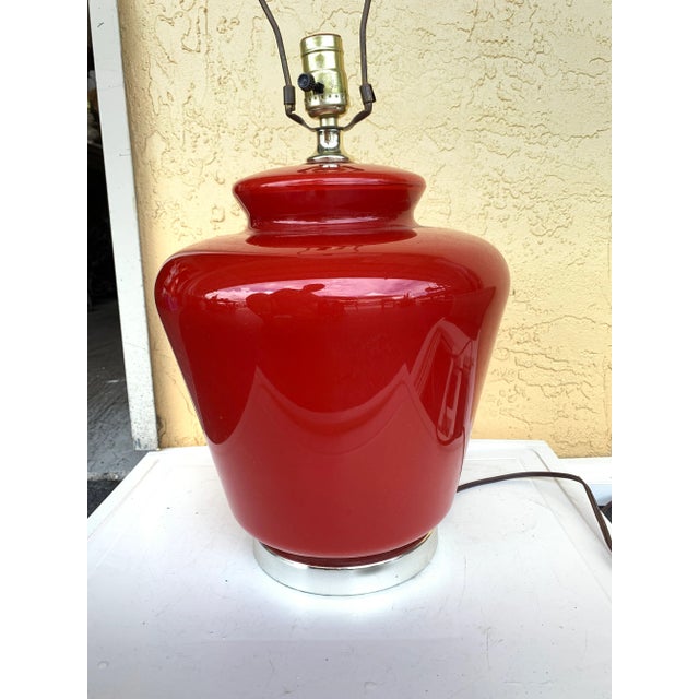Mid Century Red Glass Table Lamp Chairish