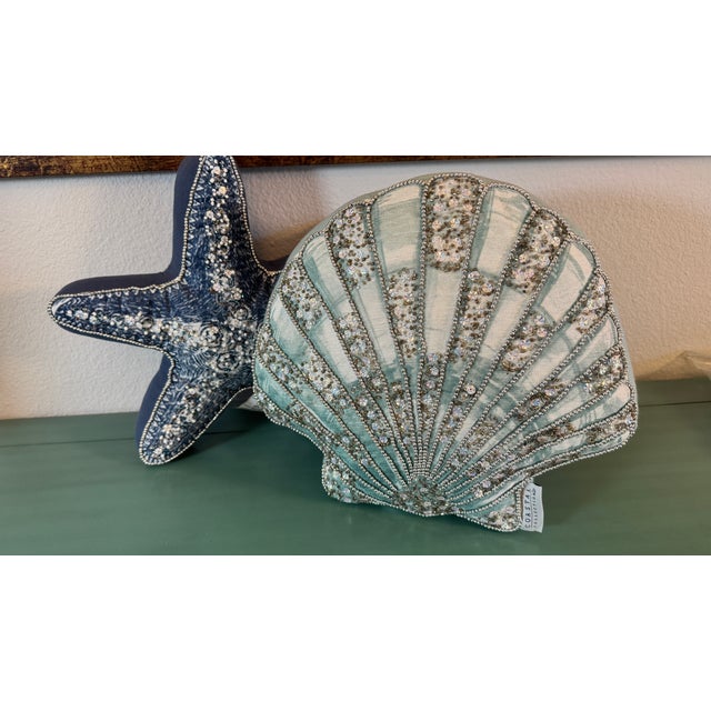 Beaded Seashell and Starfish Pillows, Set of 2 For Sale - Image 13 of 15