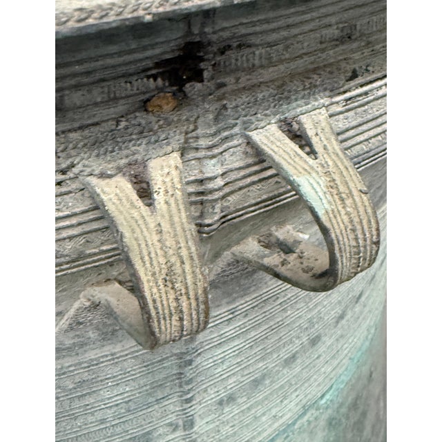 Early 20th Century Pair of Southeast Asian Bronze Rain Drums with Great Patina For Sale In Palm Springs - Image 6 of 18