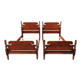 Vintage Mid 20th Century Mahogany Twin Bed Frames - a Pair For Sale