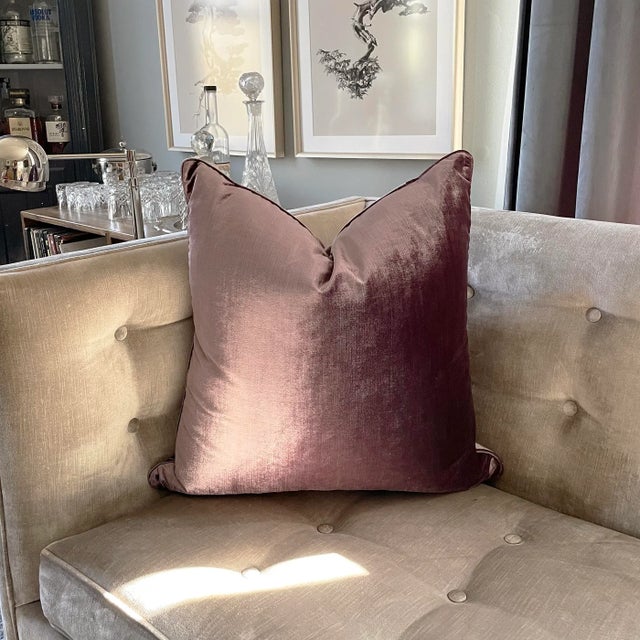 This shimmering velvet pillow in elegant taupey cream makes for a perfect complement to other pillows or a gorgeous...