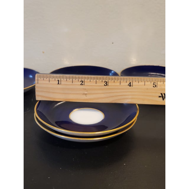 Blue Antique Minton Blue Gold Rimmed Porcelain Saucers - Set of 6 For Sale - Image 8 of 11
