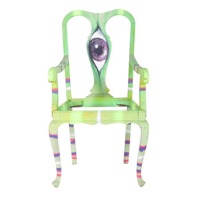 Portuguese Painted Armchair by Francisco Camilo, 1950s For Sale