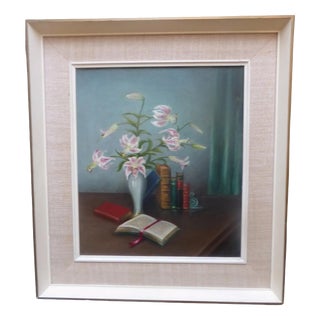 Vera Fromburg, Delicate Flowers, 1960s, Oil on Canvas For Sale