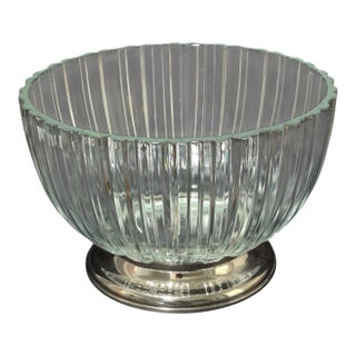 Vintage Elegant Italian Crystal Serving Bowl Silver-Plated Base Marked For Sale