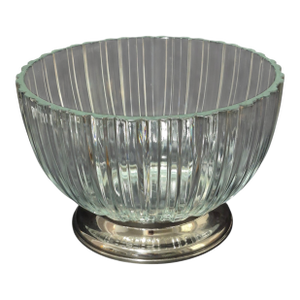 Vintage Elegant Italian Crystal Serving Bowl Silver-Plated Base Marked