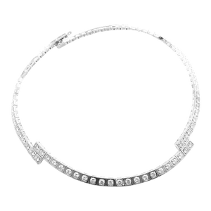 1990s Cartier Tectonique Diamond Tennis White Gold Necklace