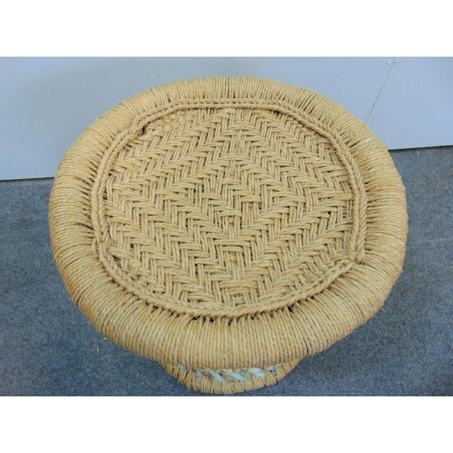 Mid-Century Woven Rope & Fabric Stool For Sale - Image 4 of 6