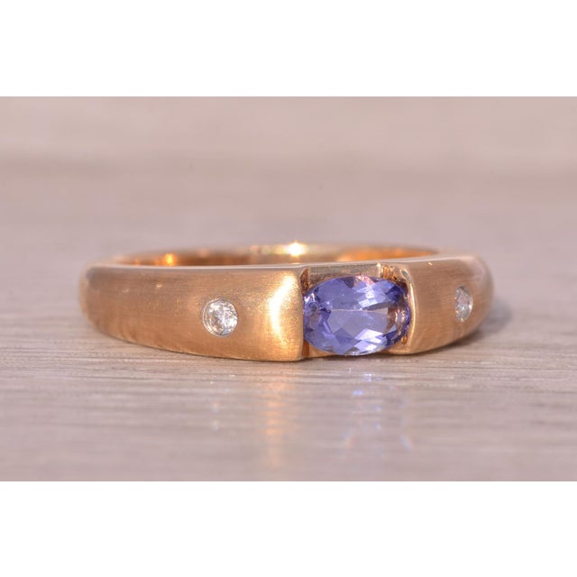Gold The Hereford: New Old Stock Vintage Tanzanite and Diamond Ring in Yellow Gold For Sale - Image 8 of 11