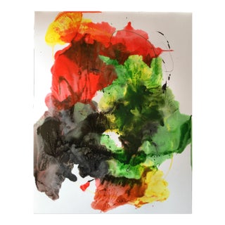 Original Abstract Ink Painting on Paper by Erik Sulander "Garden Scene" For Sale