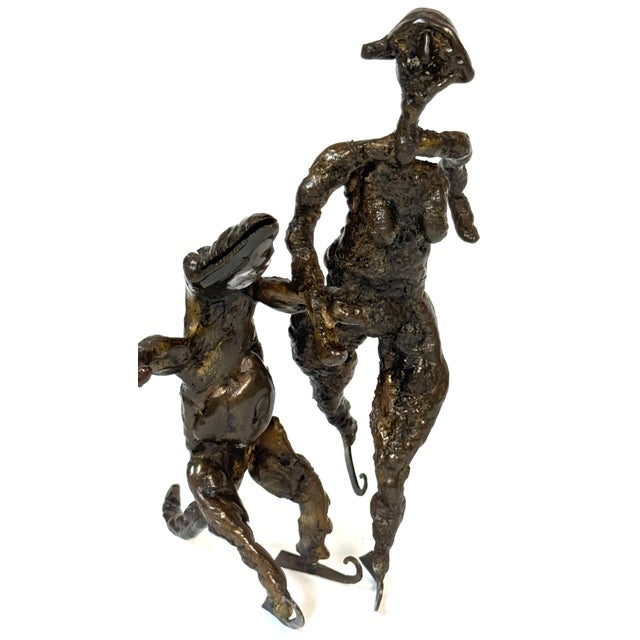 Surrealist Bronze Sculpture of a Woman and Alligator on Skates For Sale - Image 14 of 18