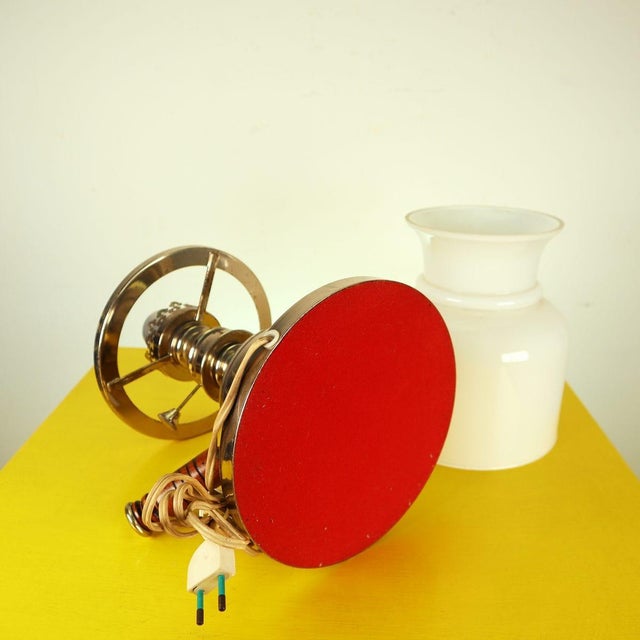 Vintage Table Lamp with Metal Base and Opal Glass Shade For Sale - Image 9 of 11