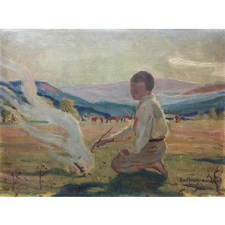 1950s Oil Painting Portrait of a Boy Bartkowski Anton For Sale