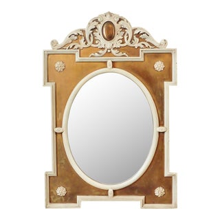 Vintage Interior Accents New York Ornate Gold & White Hanging Wall Mirror For Sale
