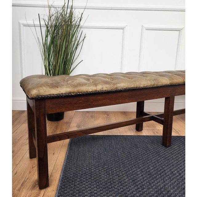 Vintage Italian Walnut Bench, 1980s For Sale - Image 6 of 8