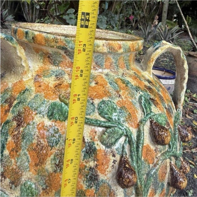 2000 - 2009 Italian Majolica Three-Armed Pear Planter Vase For Sale - Image 5 of 12