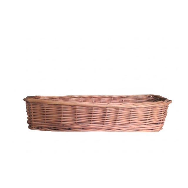 Farmhouse Vintage French Country Wicker Baguette Bread Basket For Sale - Image 3 of 14
