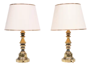 Hollywood Regency Brass Table Lamps, USA, 1970s, Set of 2
