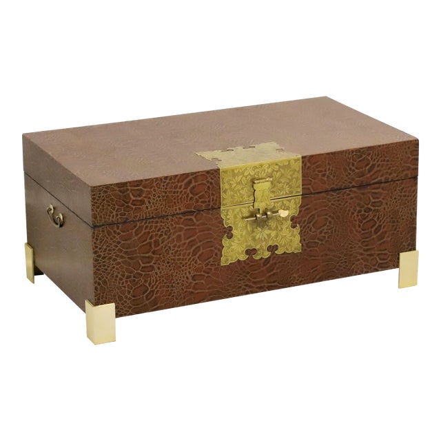 Mid 20th Century Faux Reptile Asian Chinoiserie Trunk For Sale