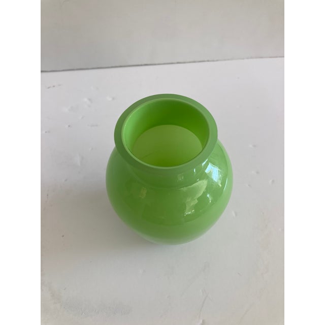 Green Glass Petite Ming Shaped Vase. Beautiful Color and amazing small size. Quality piece with ground smooth top edge....