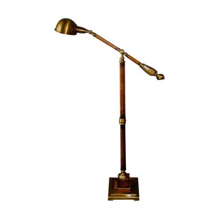 Wood & Bronze Floor Lamp For Sale