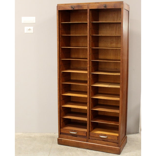 1940s Vintage Filing Cabinet in Oak, 1930s For Sale - Image 5 of 10