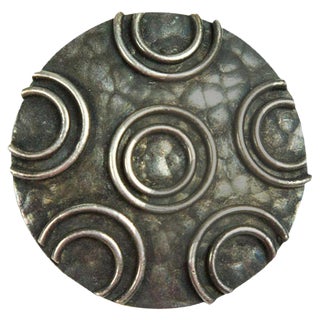 Mid-Century Silver Plated Brass Brooch 1970s For Sale