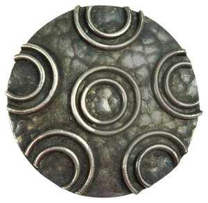 Mid-Century Silver Plated Brass Brooch 1970s