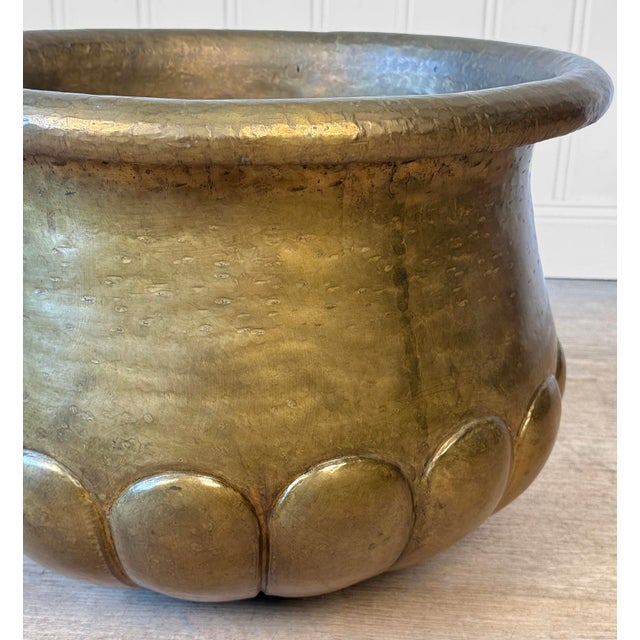 Metal Antique 18" Italian Brass Scalloped Planter For Sale - Image 7 of 9