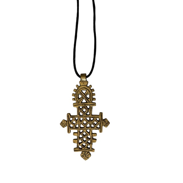 Vintage Abyssinian /Coptic Bronze Cross Pendant Ethiopian 3" H For Sale In New York - Image 6 of 6