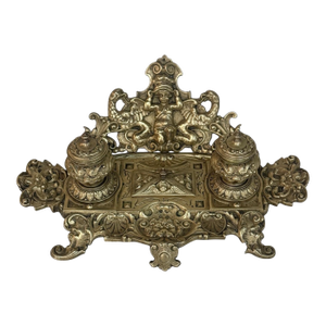 19th Century French Bronze Double Inkwell in Renaissance Revival Style