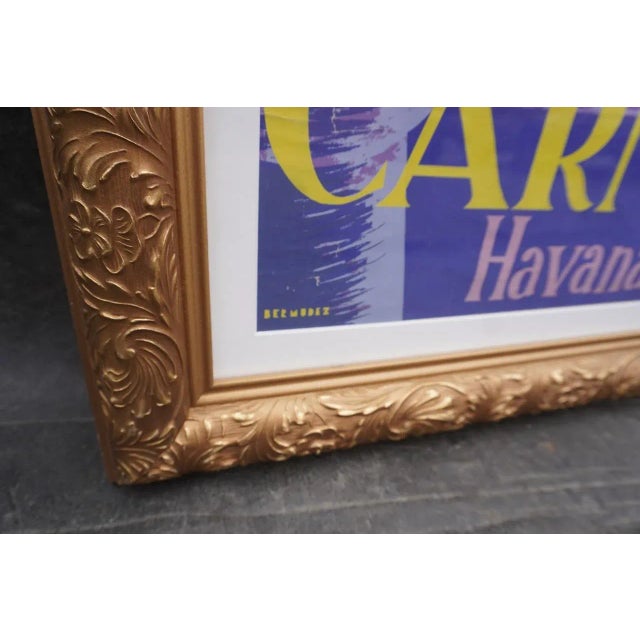 Lavender Bermudez Original Carnival Havana 1950 Poster, Framed For Sale - Image 8 of 8