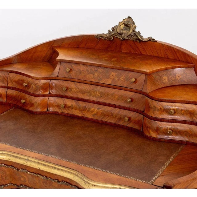 Brown Louis XV Style Marquetry Kingwood Escritoire For Sale - Image 8 of 13