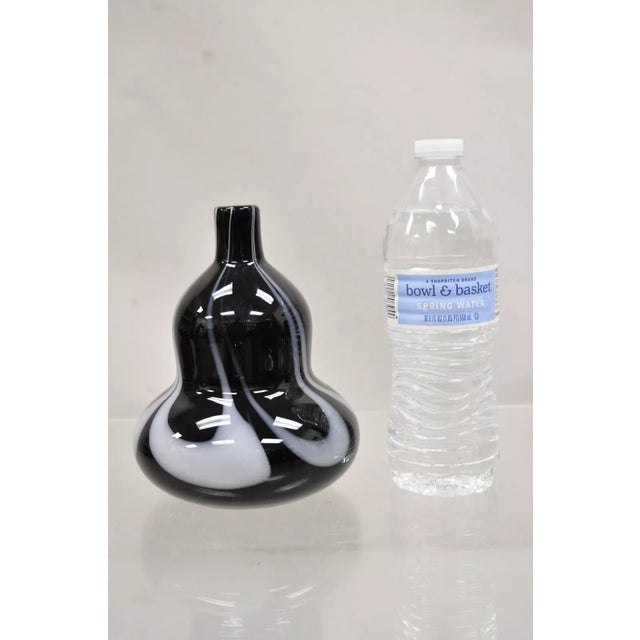 Black Vintage Murano Style Black and White Hand Blown Art Glass Small Vase For Sale - Image 8 of 8