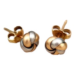 Earrings in 19.2k Two-Tone Gold, Set of 2 For Sale