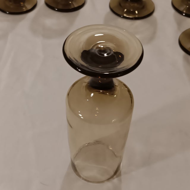 Vintage Libbey Tawny Smoke Brown Wine and Cocktail Glasses - Set of 8 For Sale - Image 6 of 6