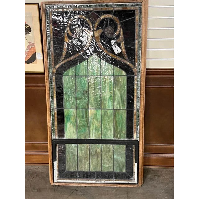 Victorian Antique Early 19th Century Leaded Glass Window Panel For Sale - Image 3 of 11