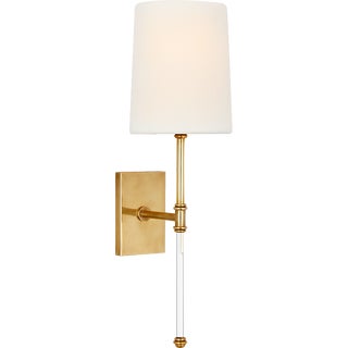 Suzanne Kasler for Visual Comfort Signature Camille 16" Sconce in Hand-Rubbed Antique Brass with Linen Shade For Sale