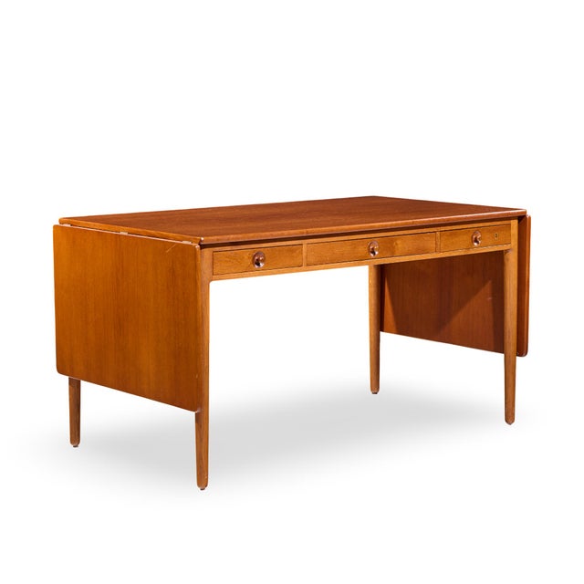 Hans Wegner for Andreas Tuck at-305 Mid Century Danish Teak Drop Side Desk For Sale In Chicago - Image 6 of 13