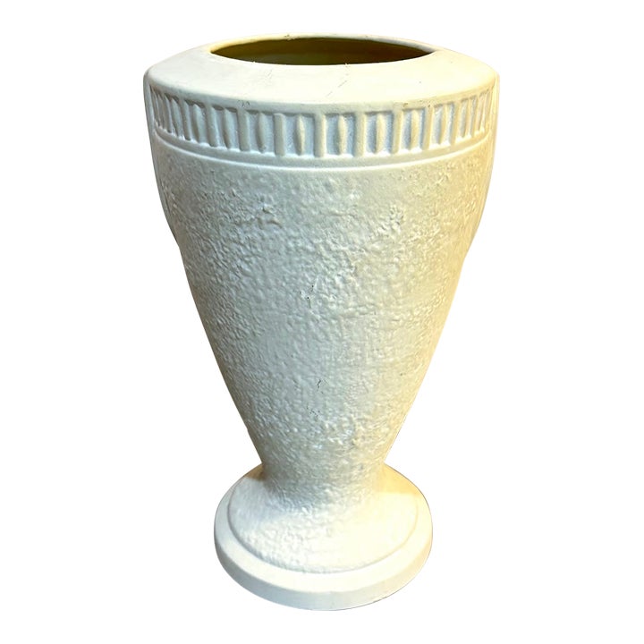 Cream Plaster Greek Key Vase | Chairish