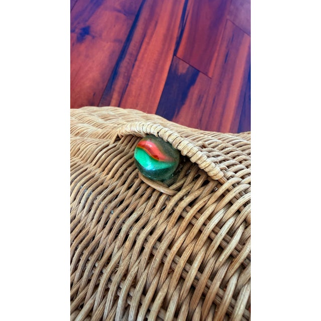 Rare Vintage Frog Shaped Wicker Basket 1960’s-1970’s Oliver Cajen Glass Marble Eyes For Sale In Los Angeles - Image 6 of 11